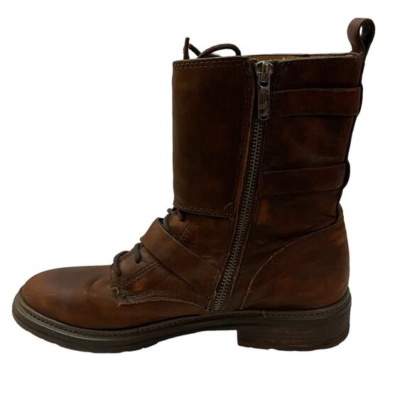 Belle By Sigerson Morrison Brown Leather Snap Buckle Boots - Picture 5 of 11